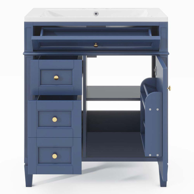 Meuble-lavabo simple 30,11 avec comptoir, Bleu