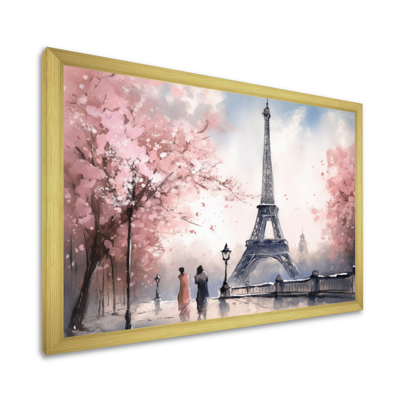 Art mural de la Tour Eiffel, France, Cadre doré à une seule photo, H 16 po x l 32 po x P 1 po