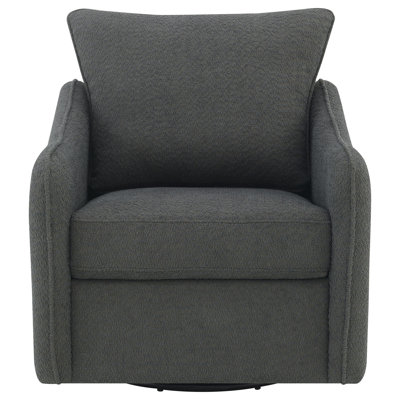 Fauteuil oscillant pivotant Adia, revêtement bouclé gris, accoudoirs coussinés et courbés