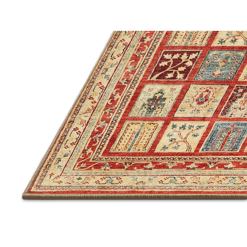 Tapis beige / rouge Bowerston, Rectangle 6 pi x 9 pi