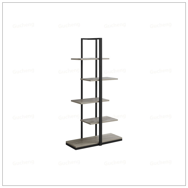 Contemporary 5-Tier Zig-Zag Style Bookshelf, Perfect For Modern Homes And Small Spaces, With Durable Metal Base, Brown