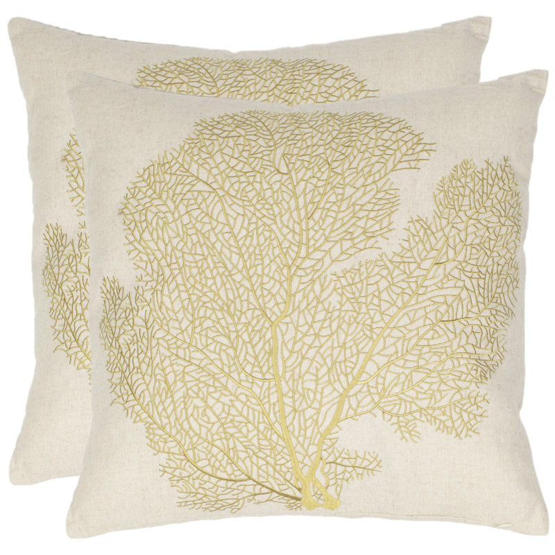 Robin Floral Linen Reversible Throw Pillow, Beach Lime