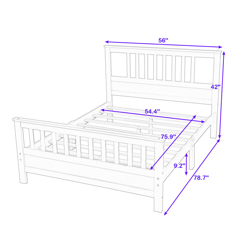 Maslo Full Size Platform Bed with Headboard and Footboard, White