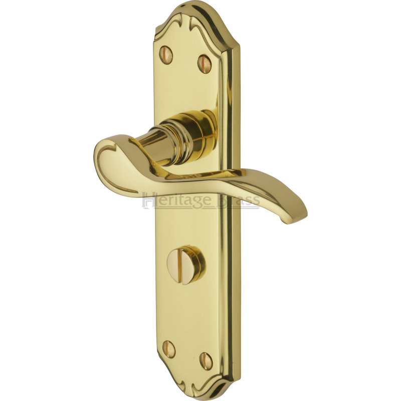 Heritage Brass Heritage Door Handle for Bathroom Verona Small Design, Polished Brass
