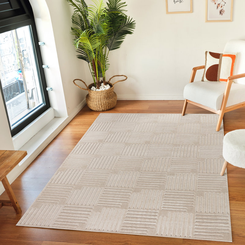 Ranota In- & Outdoor Scandi Modern Boho Beige Area Rug, Rectangle 140 x 200cm