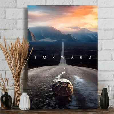 'The Great Journey' Surrealist Turtle Landscape Digital Art Wrapped Canvas - 24x36x1