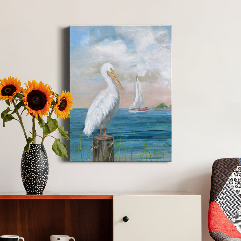 «Pelican View I» par Sally Swatland, reproduction d'art sur toile tendue, H 20 po x l 16 po x P 1 po