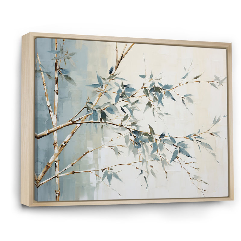 «Green Zen Moment», art sur toile de bambou, H 12 po x l 20 po x P 1 po, Cadre naturel flottant