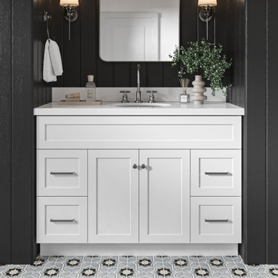 Abell 49'' Single Bathroom Vanity with White Quartz Top