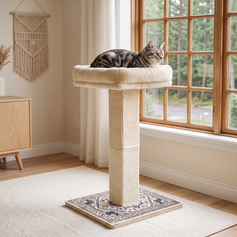 Arbre à chat rétro avec perchoir d'intérieur pour chats adultes