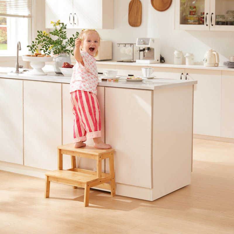  Natural Bamboo Step Stool - Elegant, Durable, Safe & Versatile For Home Use