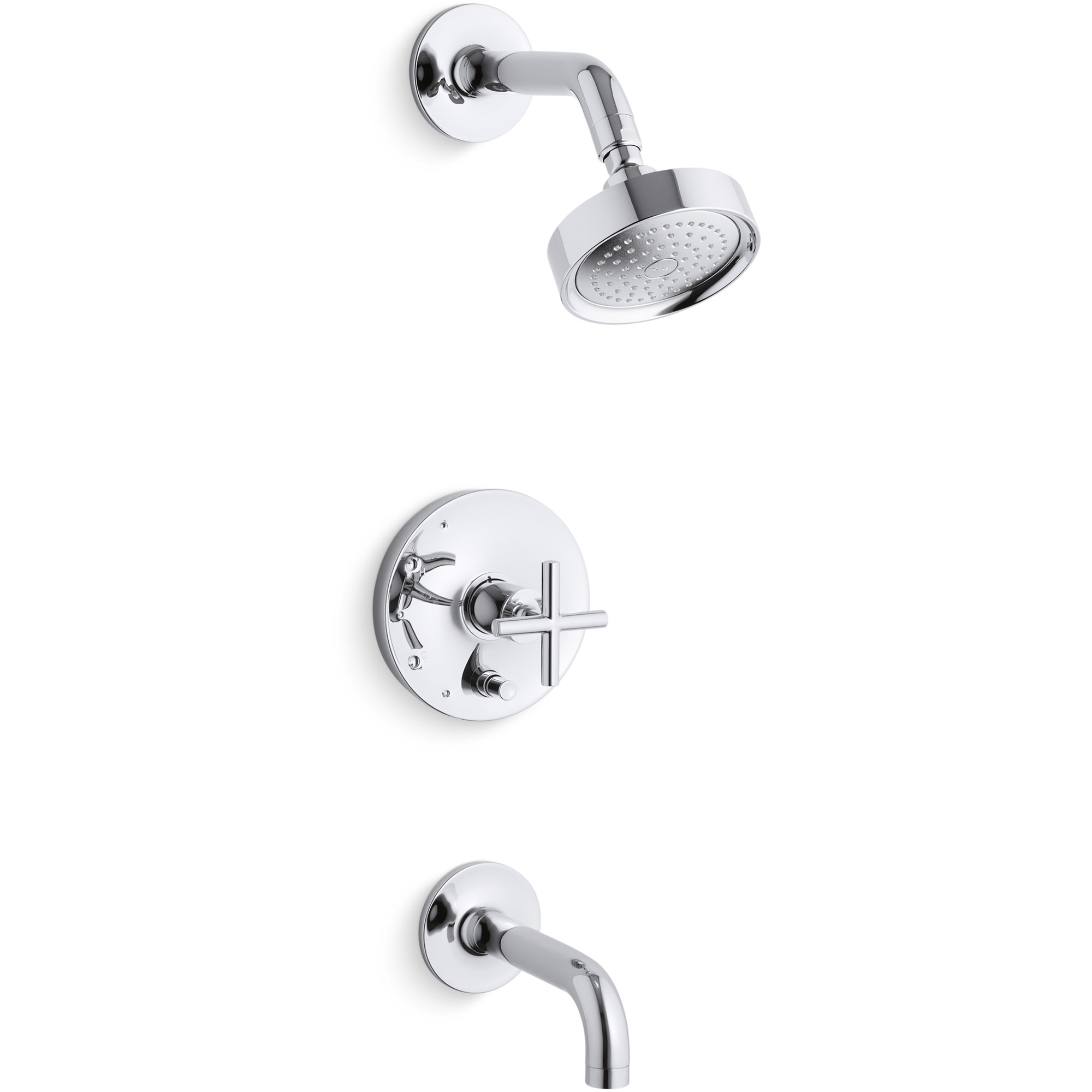 Purist Rite-Tub and Shower Faucet, Polished Chrome, Scroll Handle