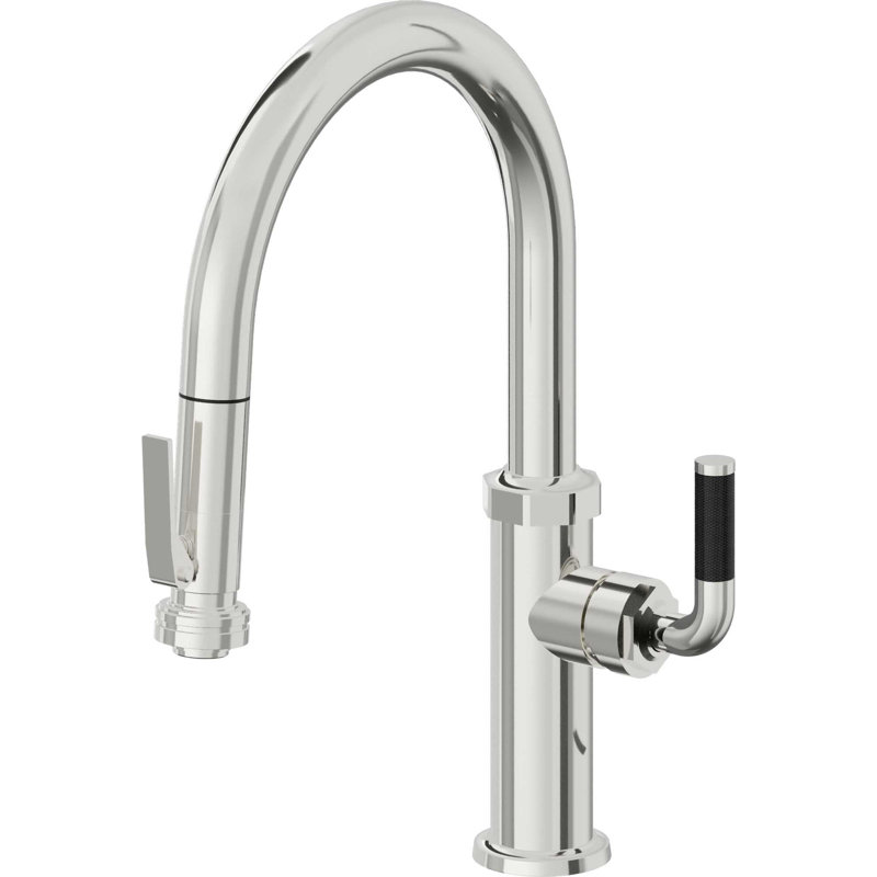 Descanso Kitchen Pull-Down Kitchen Faucet with Squeeze Sprayer - Low Arc Spout, Polished Chrome