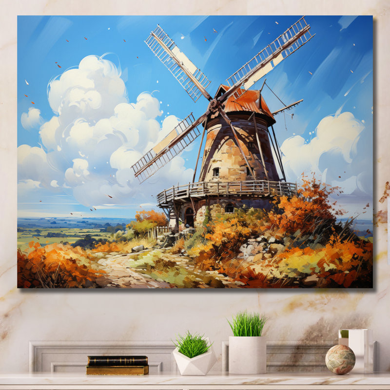 Masina Allemagne, moulin à vent hollandais I - impression, H 12 po x l 20 po, Toile tendue