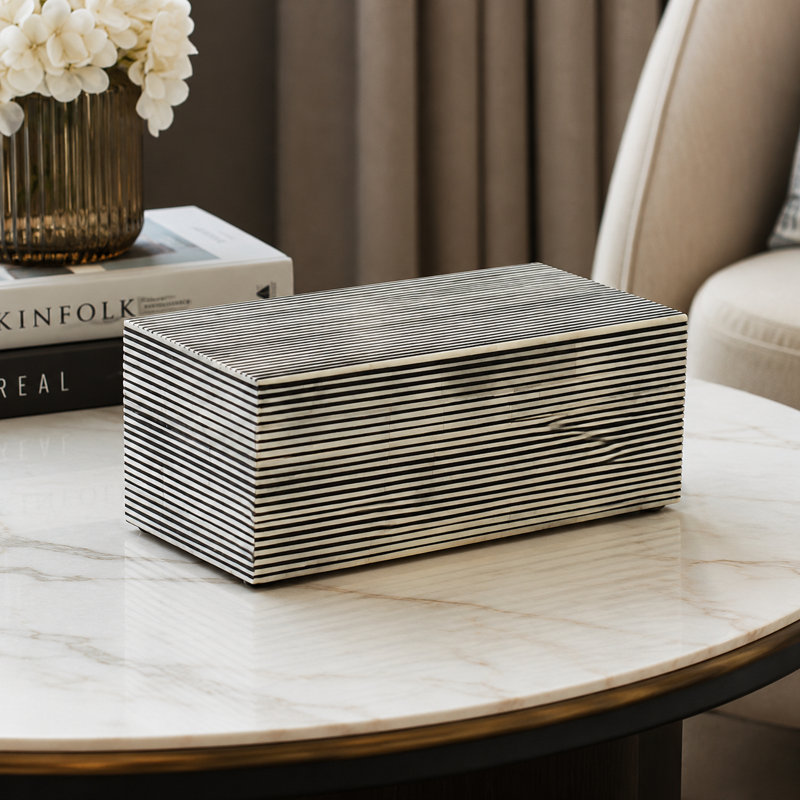 Pinstripe Bone Inlay Box Natural Finish 
