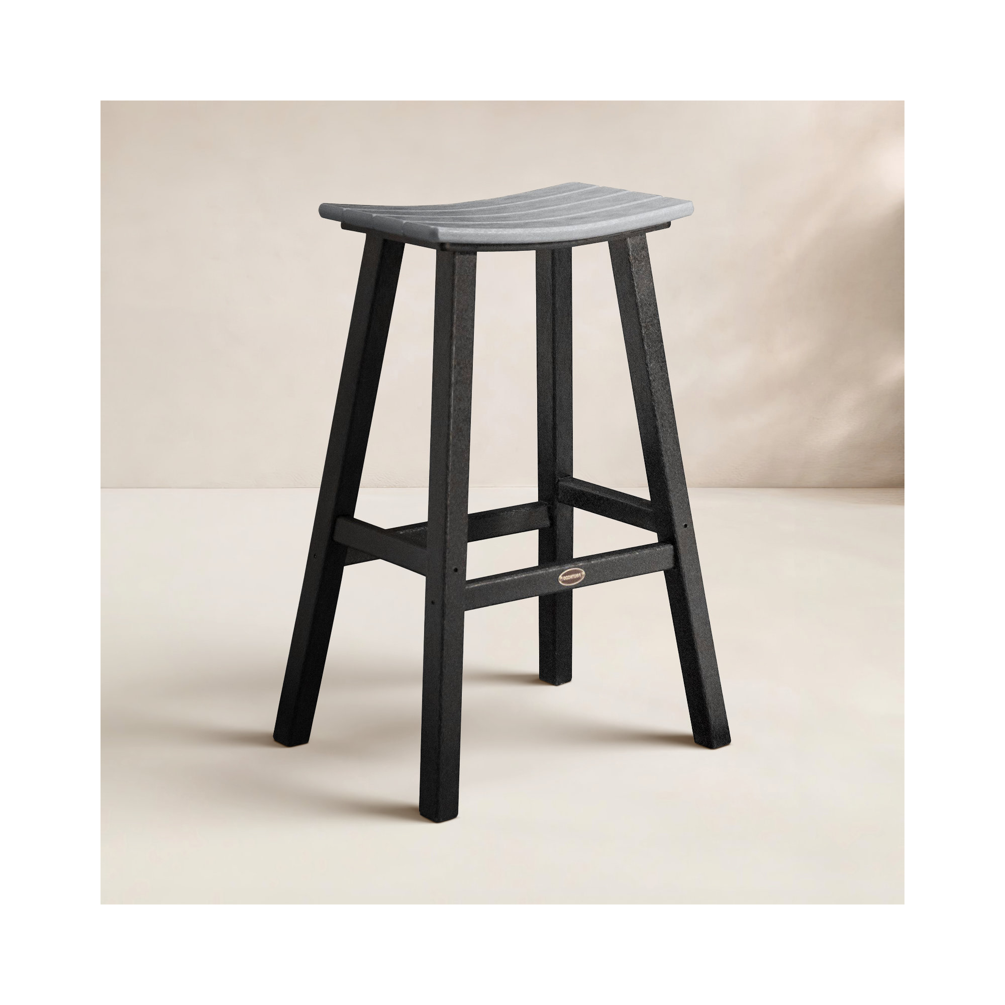 POLYWOOD Contempo 30" Saddle Bar Stool, Black, Slate Gray