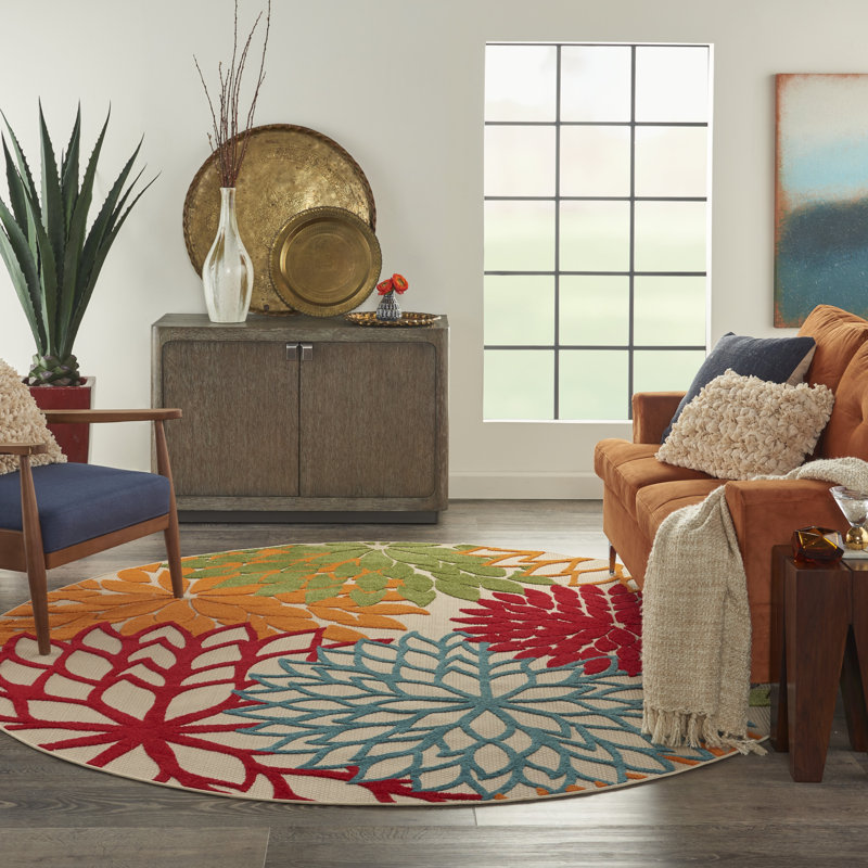 Abela Floral Indoor Rug, Round 7'10"