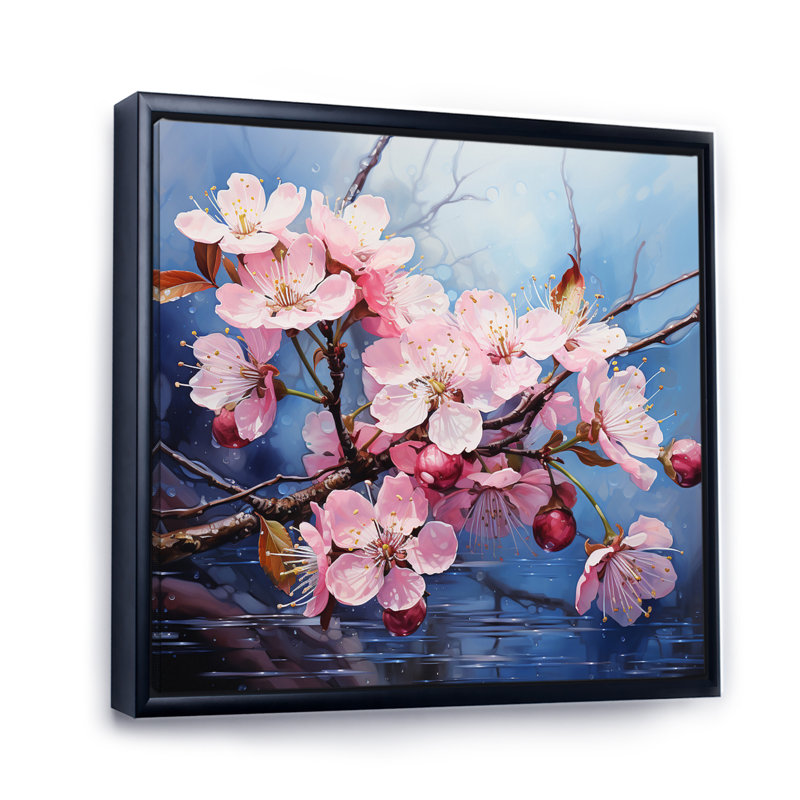 Impression florale de pommier - Impression, Black Picture Framed, 16" H x 16" W
