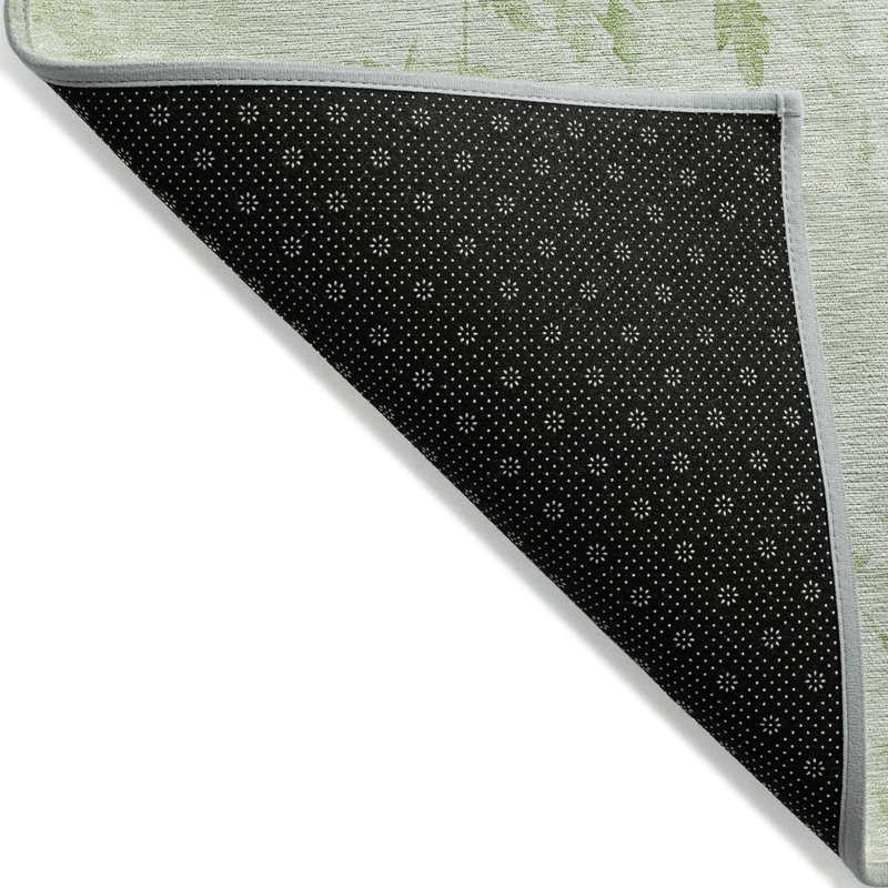 Tapis intérieur lavable floral vert et ivoire 8 pi x 10 pi