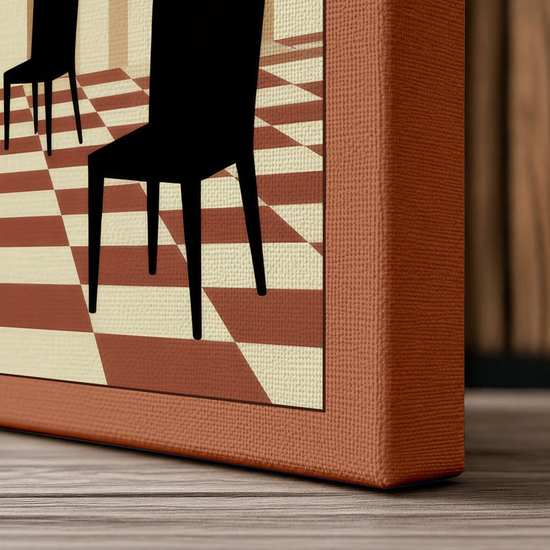 Urban Interior Geometry Art Deco - Wrapped Canvas, 36x24 - 91.4 x 61.0 cm, Terracotta Border