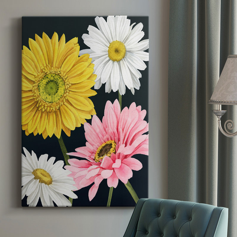 Gerbera Daisy I - peinture sur toile tendue, L 12 po x H 18 po