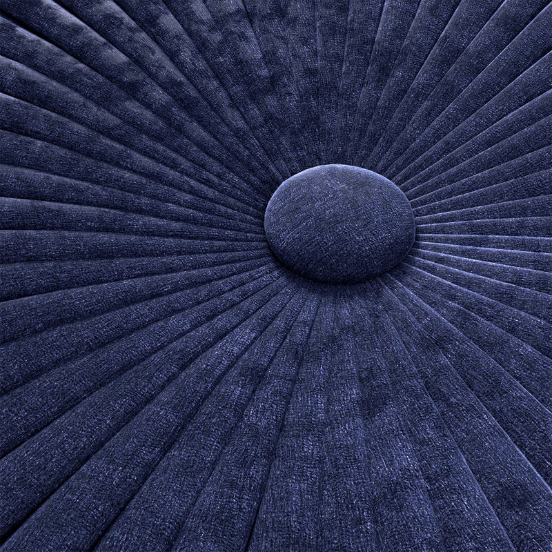 Grafton Luxurious Dark Blue Velvet Tufted Round Pouf