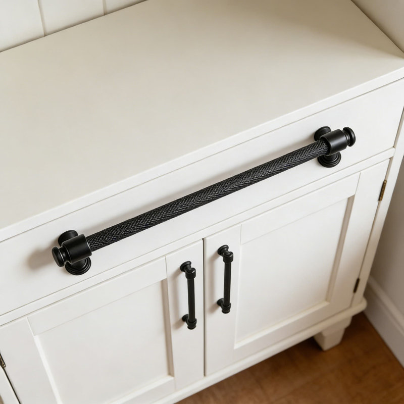 Poignées et poignées d'armoire noir mat - Quincaillerie d'armoire de cuisine robuste avec trou central de 12-3 / 5 po, trousse d'installation complète incluse