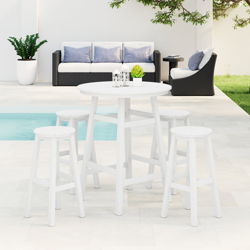 Laguna 5-Piece Round Bar Set, White