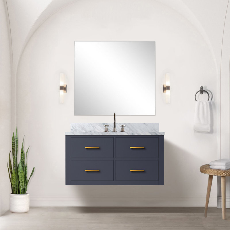 Meuble-lavabo simple bleu 36 po X P 22 po D, Bleu