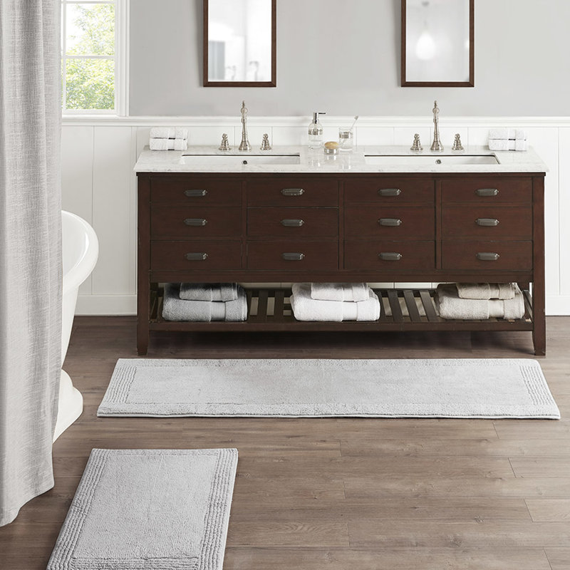 Grey 3000Gsm 100% Cotton Bath Rug 21X34", And Quick-Drying 21X34" Rug, Reversible Absorbent, Rectangle 1'9" x 2'11"