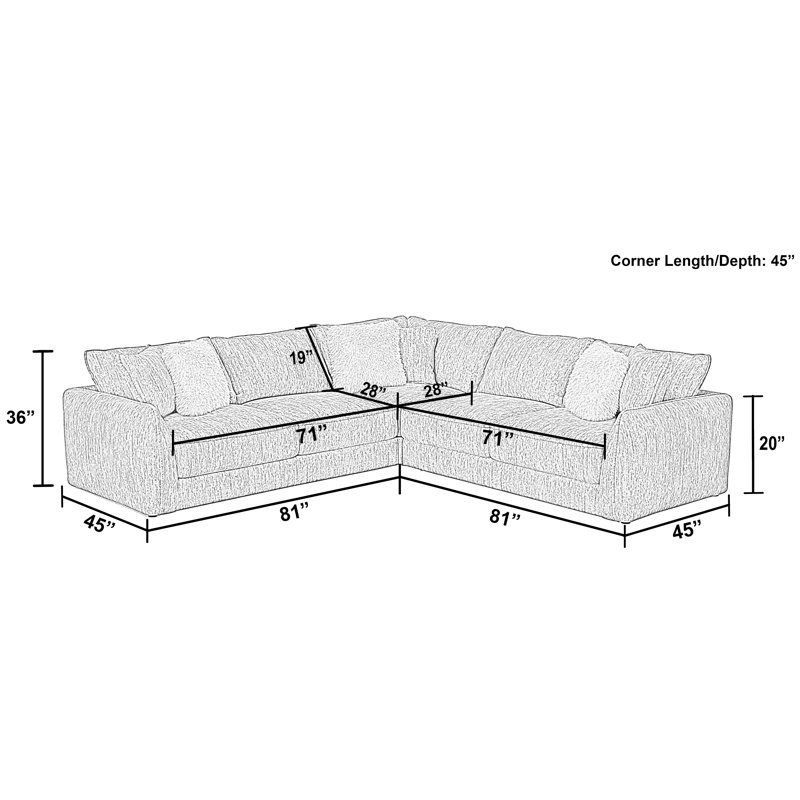 Canapé modulaire rembourré 3 pièces Dikili