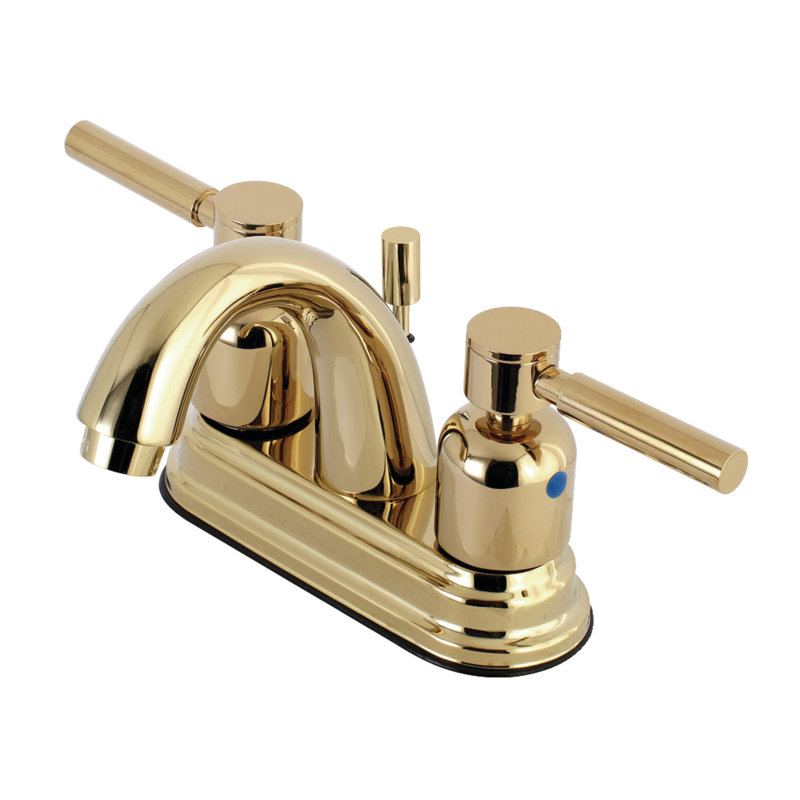 Robinet de salle de bain central à 4 poignées à 3 trous à fixation sur le comptoir avec robinet escamotable en plastique Kingston Brass