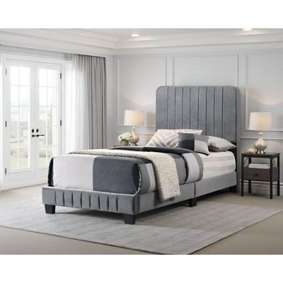 Valletta Gray Velvet Twin Bed