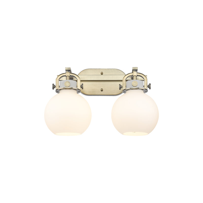Éclairage pour meuble-lavabo mural 2 lumières 7 po Slocomb, Blanc, Nickel satiné