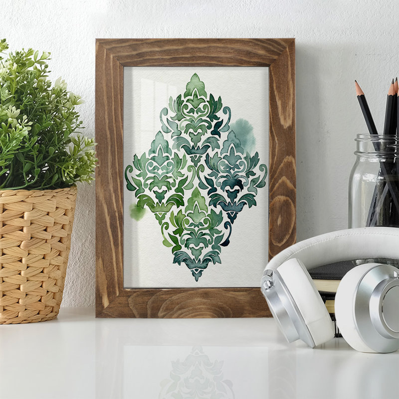 Motif algue et azule II - impression encadrée avec verre, L 5 po x H 7 po x P 1 po, Cadre noyer
