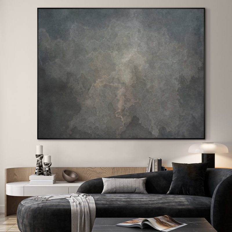 Extra Large Wall Art Fabric Print - Moody Weather-Inspired Contemporary Spaces Artwork Decor for Living Room or Bedroom - "Frame Assembly Required (Unfinished Frame)"