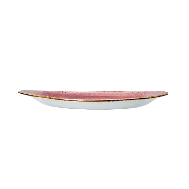 Assiette bleu artisanal, Rose; brun