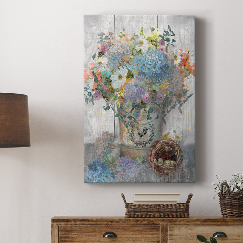 Seau de fleurs I - galerie Cavas, H 18 po x l 12 po
