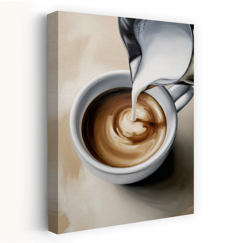 «Creamy Coffee Pour», art mural contemporain, H 36 po x l 24 po