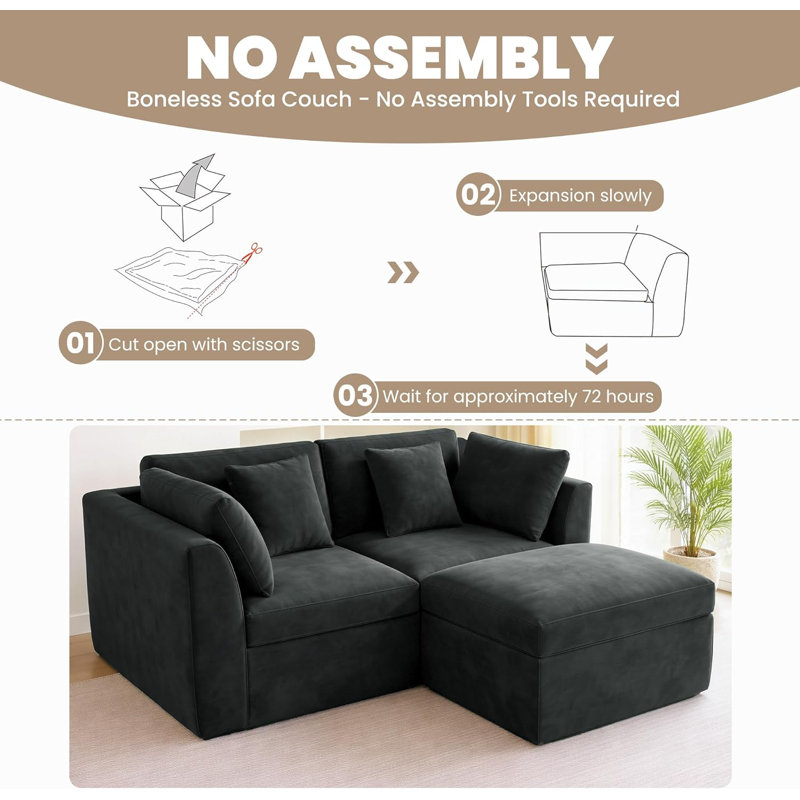 Canapé modulaire de 109 po Comfy Cloud Couch, Gris, 1, 2
