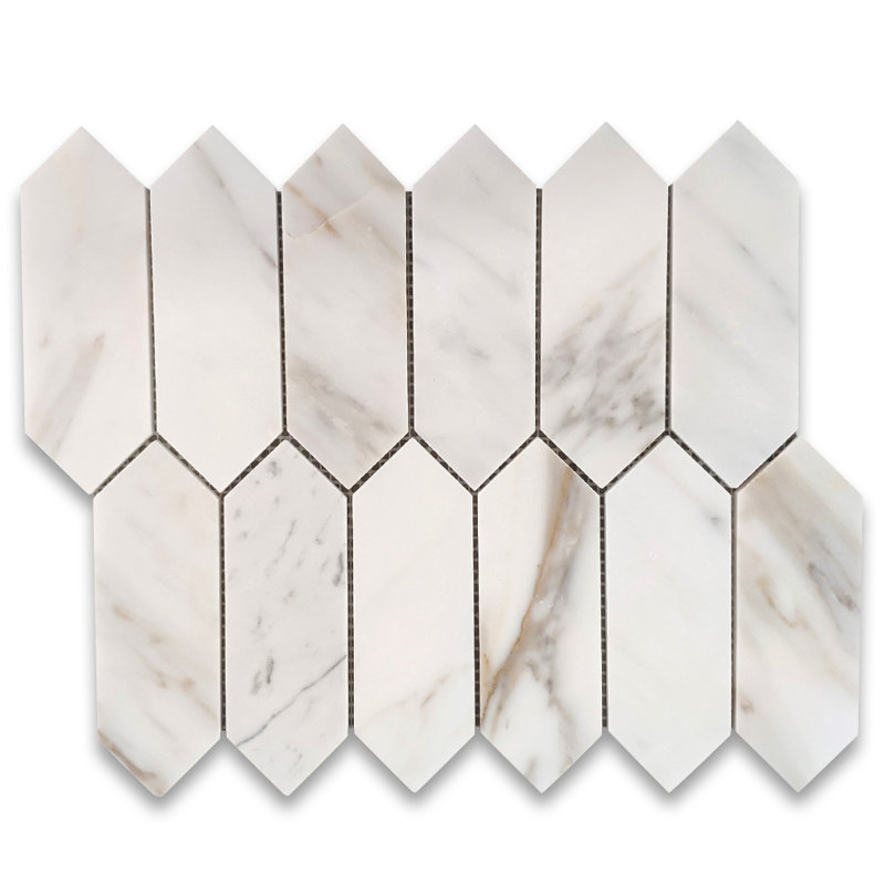 Calacatta 12" x 9" Marble Mosaic Tile, LIght Gray
