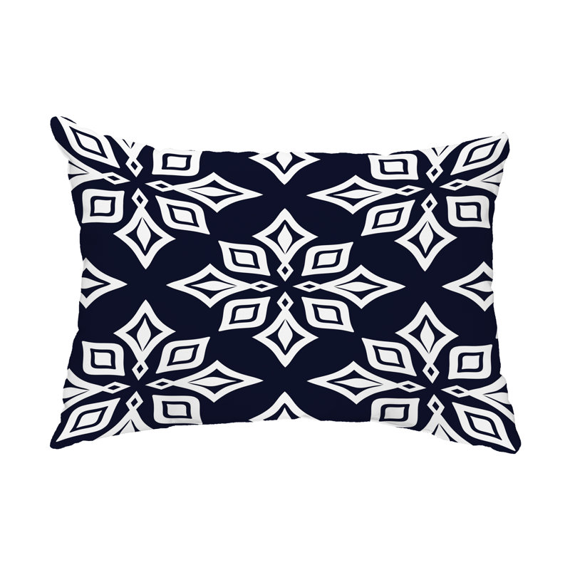 Beach Star Geometric Outdoor Reversible Throw Pillow, Navy Blue