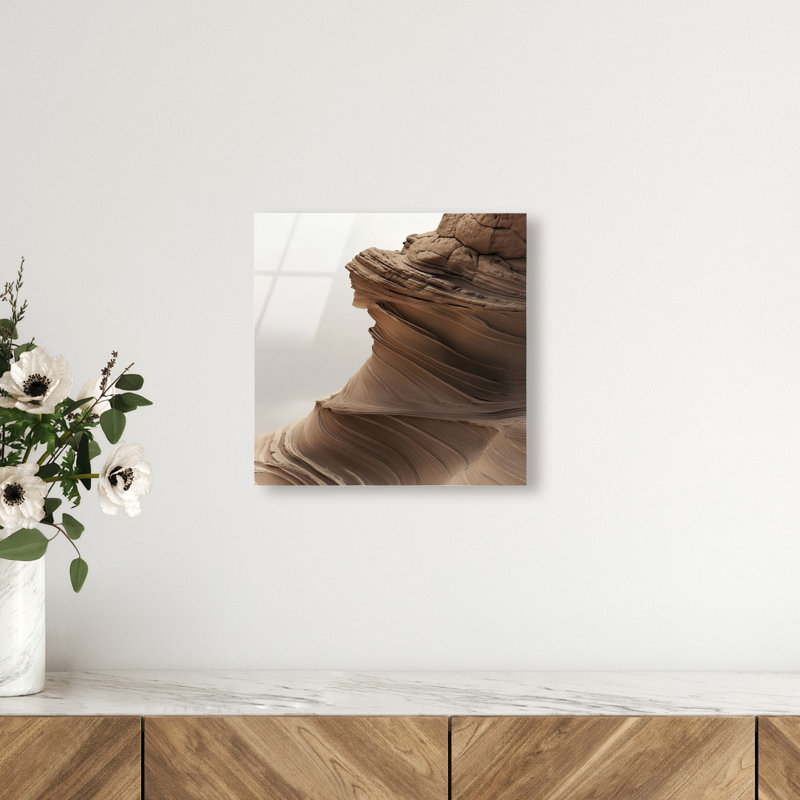 Stoic Sandstone I High-Gloss Frameless Acrylic Glass Wall Art Abstract Print by Oliver Gal, Ready to Hang, 12 x 12