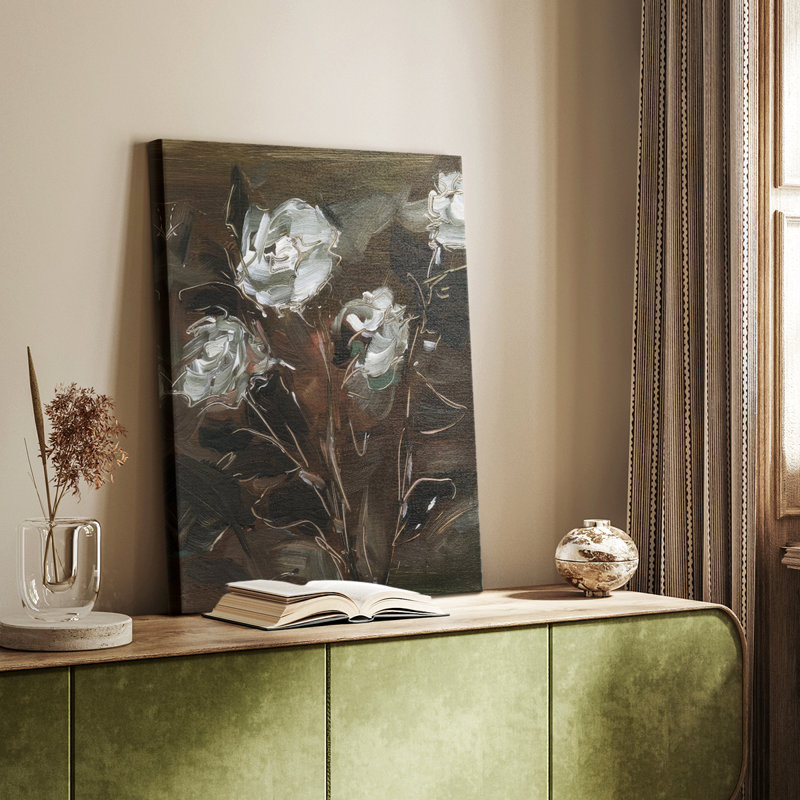 Blanc et cuivre floral I - galerie sur mesure, H 12 po x l 8 po