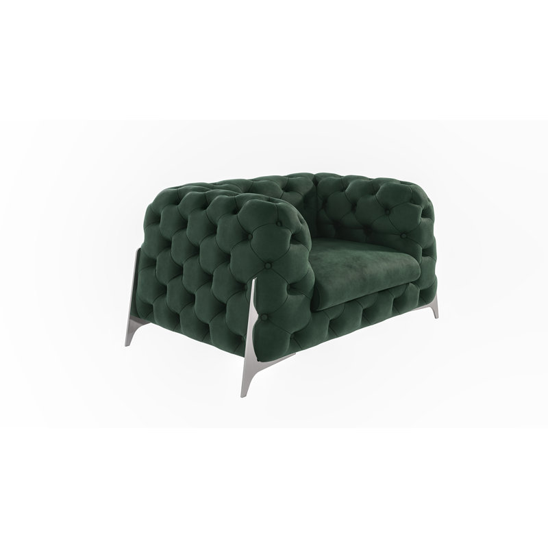 Juneri Velvet Armchair, Bottle Green