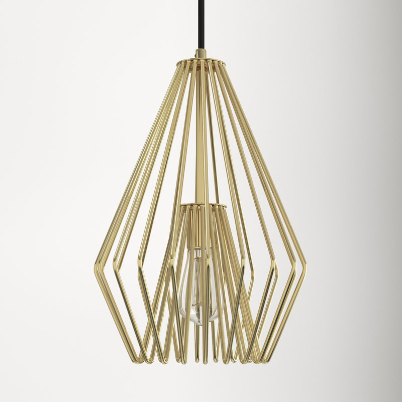 Frankie 1 - Light Unique/Statement Pendant, 18.5" H x 12.25" W x 12.25" D, Metallic Gold