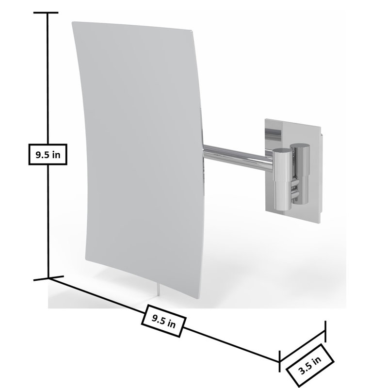 Chrome Minimalist Rectangular Wall Mounted Magnifying Mirror