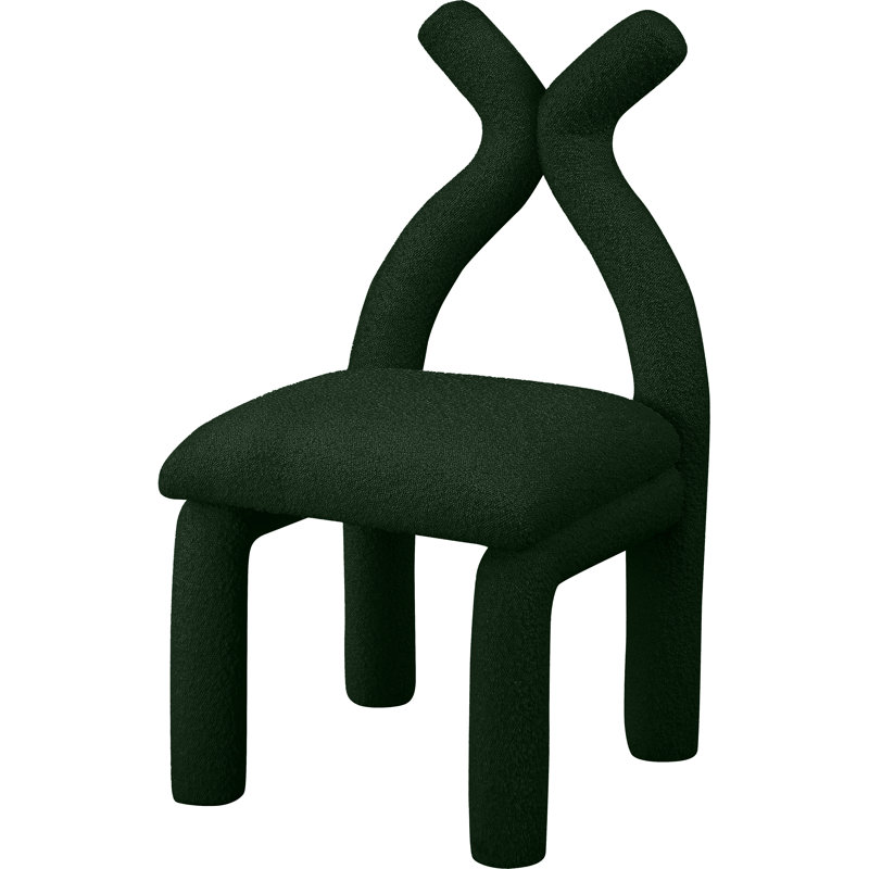 Xena Upholstered Side Chair, Green Boucle Fabric