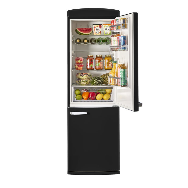 Classic Retro 24 In 12 Cu.ft Bottom Mount Fridge Auto Defrost, Energy Star Certified, Counter Depth, Matte Black
