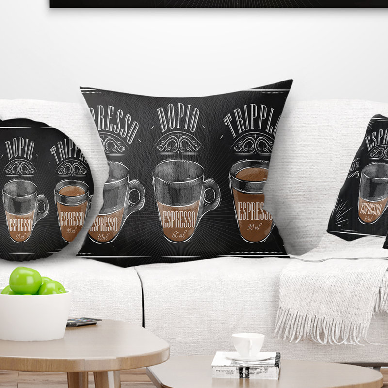 Coussin espresso Kraf, 16 po x 1 po, Coussin décoratif, Noir